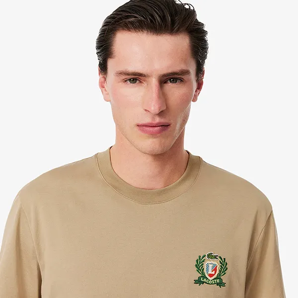 Áo Thun Nam Lacoste Men's Embroidered Badge TH0027 02S Tshirt Màu Be Size 3 - Thời trang - Vua Hàng Hiệu