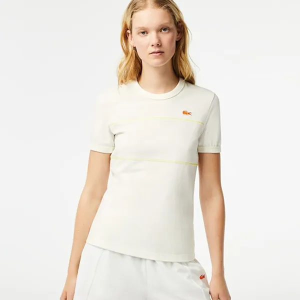 Áo Thun Nữ Lacoste Women’s Made In France Organic Cotton Piqué Tshirt TF5596-70V Màu Trắng Size 3 - Thời trang - Vua Hàng Hiệu