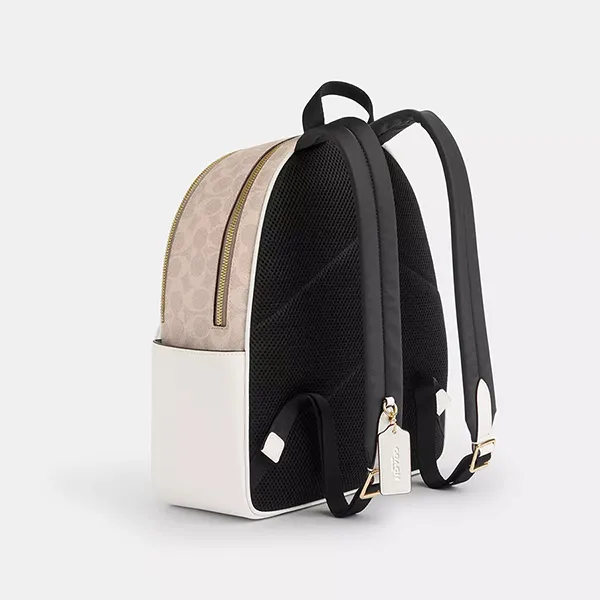Balo Nữ Coach Court Backpack In Signature Canvas CZ176 Màu Be Trắng
