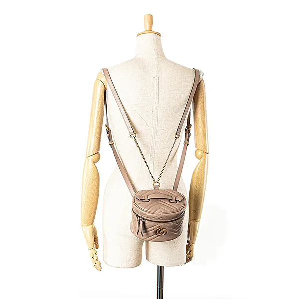 Balo Nữ Gucci Pink GG Marmont Round Matelasse Leather Backpack 598594 0416 Màu Nâu - Túi xách - Vua Hàng Hiệu