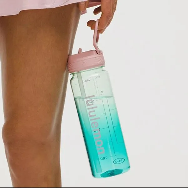 Bình Nước Lululemon Water Bottle Back To Life Clear Bottle Straw Lid Blue Sea Mist/ Sonic Teal/Pink Haze Màu Xanh Hồng 710ml - Cốc - Vua Hàng Hiệu