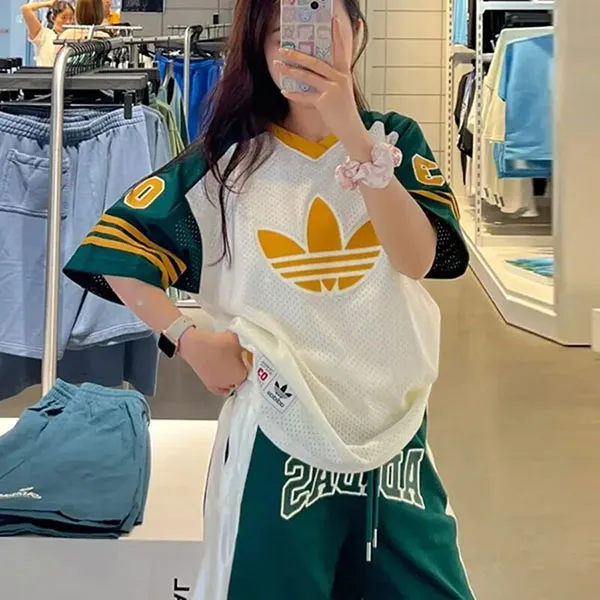 Bộ Thể Thao Adidas Adidas Retro Basketball Rugby Màu Xanh Trắng Size S - Thời trang - Vua Hàng Hiệu