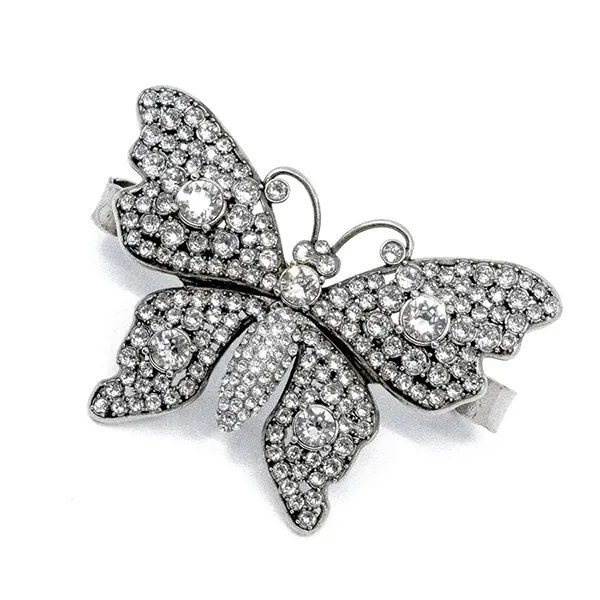 Cài Áo Nữ Gucci Rhinestone Butterfly Palm Cuff Màu Bạc Trắng