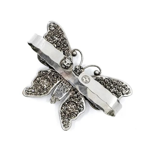 Cài Áo Nữ Gucci Rhinestone Butterfly Palm Cuff Màu Bạc Trắng