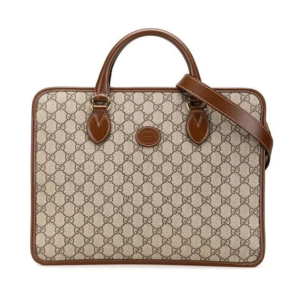 Cặp Xách Tay Nam Gucci GG Supreme Briefcase 2way Business Bag Brown PVC Leather 674143 Màu Be Nâu - Túi xách - Vua Hàng Hiệu
