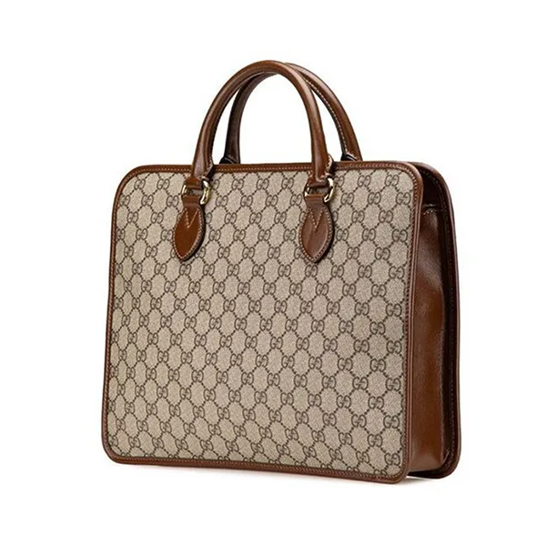 Cặp Xách Tay Nam Gucci GG Supreme Briefcase 2way Business Bag Brown PVC Leather 674143 Màu Be Nâu - Túi xách - Vua Hàng Hiệu
