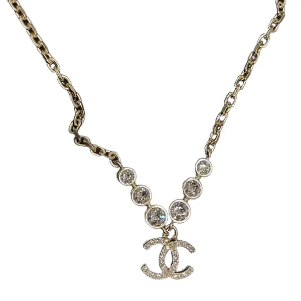 Dây Chuyền Nữ Chanel Pendant Necklace With Rhinestones Màu Vàng Gold - Trang sức - Vua Hàng Hiệu