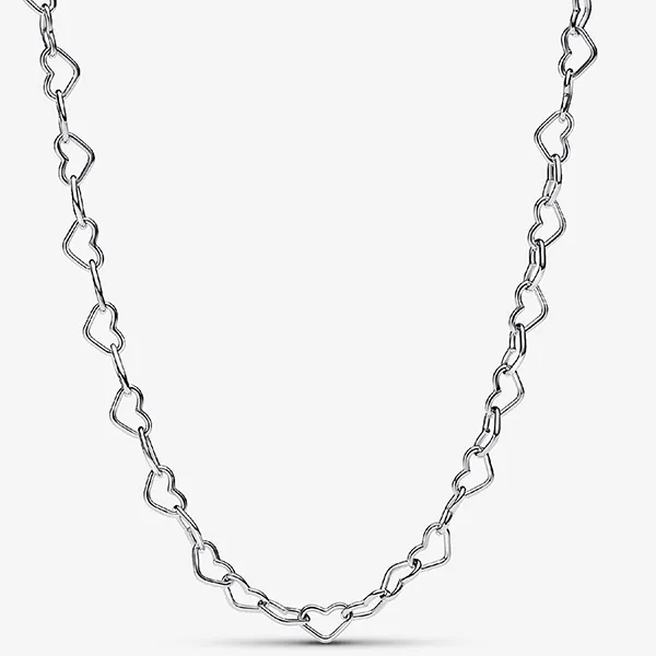 Dây Chuyền Nữ Pandora Linked Hearts Collier Necklace Sterling 393334C00 45cm Màu Bạc