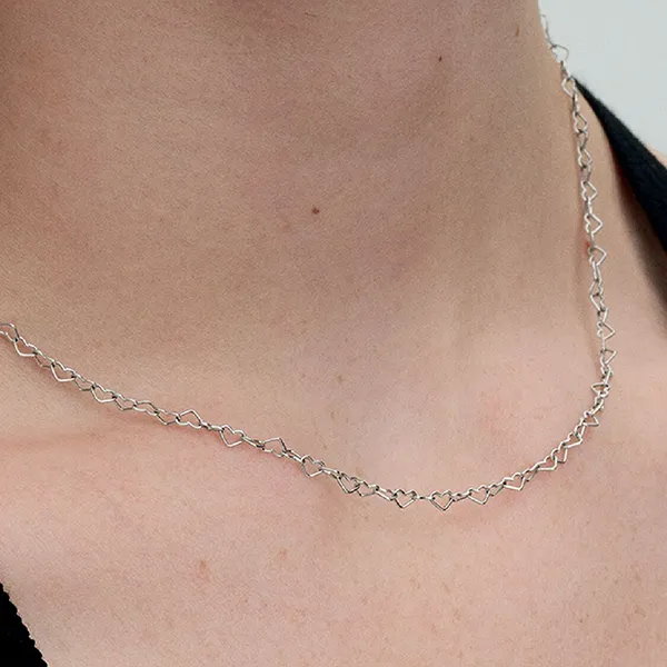 Dây Chuyền Nữ Pandora Linked Hearts Collier Necklace Sterling 393334C00 45cm Màu Bạc