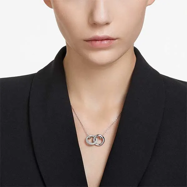 Dây Chuyền Nữ Swarovski Dextera Pendant Interlocking Loop, White, Rhodium Plated 5670251 Màu Bạc - Trang sức - Vua Hàng Hiệu