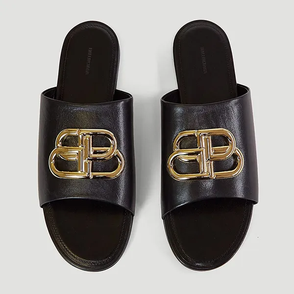 Dép Balenciaga Oval BB Mule Sandals Màu Đen Size 35.5 - Dép - Vua Hàng Hiệu