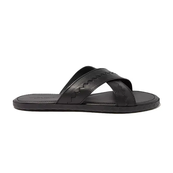 Dép Bottega Veneta Plage Crossover Woven Leather Sandals Màu Đen Size 42 - Dép - Vua Hàng Hiệu