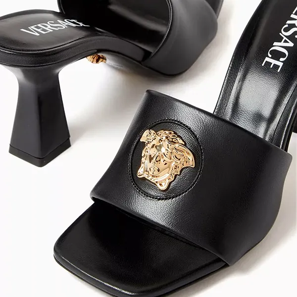 Dép Cao Gót Nữ Versace La Medusa 70 Sandals In Leather Màu Đen Size 37 - Dép - Vua Hàng Hiệu