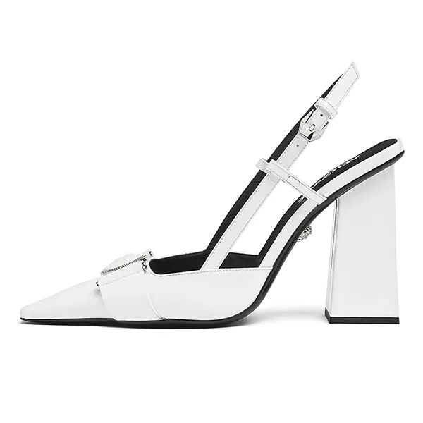 Dép Cao Gót Nữ Versace Medusa Head Leather Pumps Màu Trắng Size 38 - Dép - Vua Hàng Hiệu