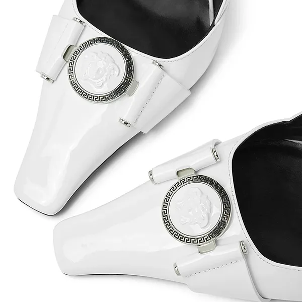 Dép Cao Gót Nữ Versace Medusa Head Leather Pumps Màu Trắng Size 38 - Dép - Vua Hàng Hiệu