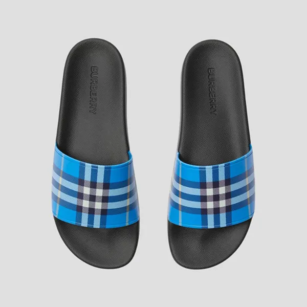 Dép Nam Burberry Check Slides Blue Rubber Flip-flops 8112742 Màu Xanh Đen Size 39 - Dép - Vua Hàng Hiệu