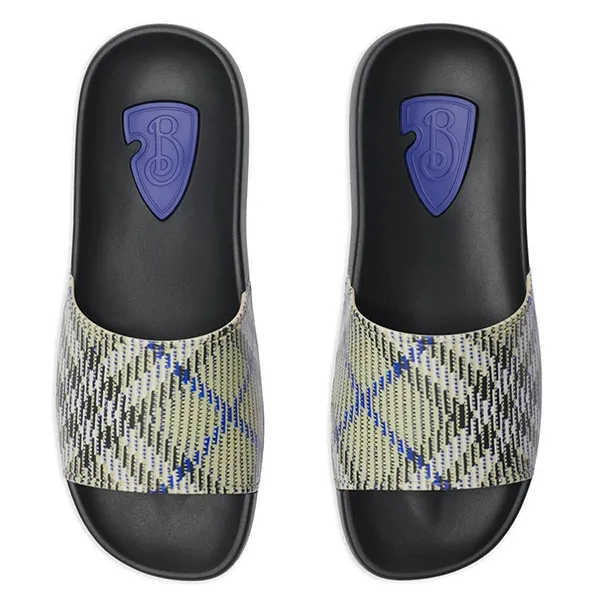 Dép Nam Burberry Dive Grey Leather Vintage Check Sandals 8102419X Màu Xanh Đen Size 40 - Dép - Vua Hàng Hiệu