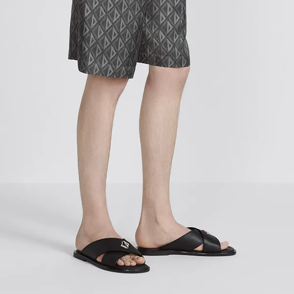 Dép Nam Dior Alias Sandal Black Grained Calfskin 3SA125YJK-H900 Màu Đen Size 40 - Dép - Vua Hàng Hiệu