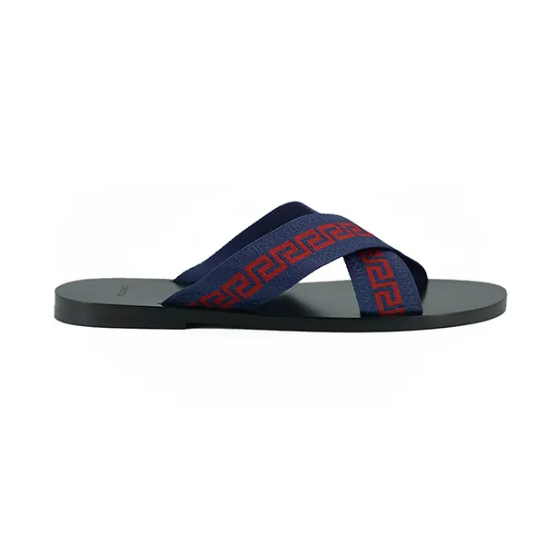 Dép Nam Versace Greca Crisscross Sandals Màu Đen Xanh Size 40