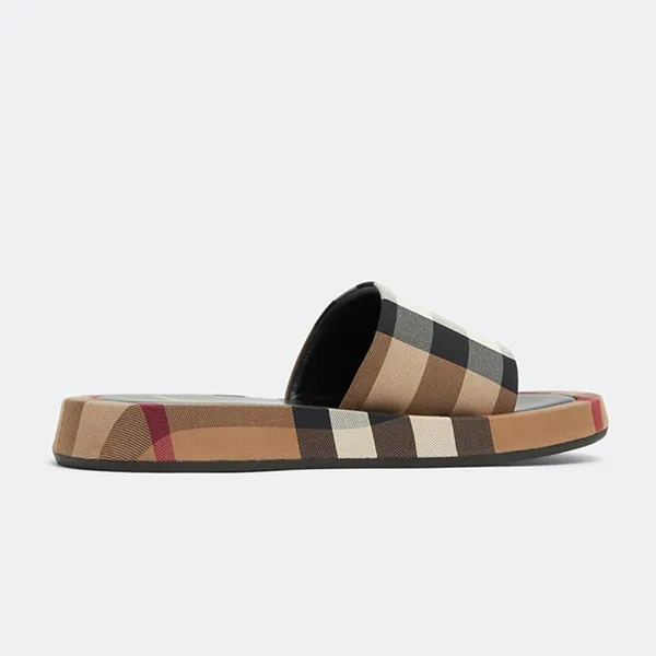 Dép Nữ Burberry Check Cotton Buckingham Slides Màu Nâu Size 37 - Dép - Vua Hàng Hiệu