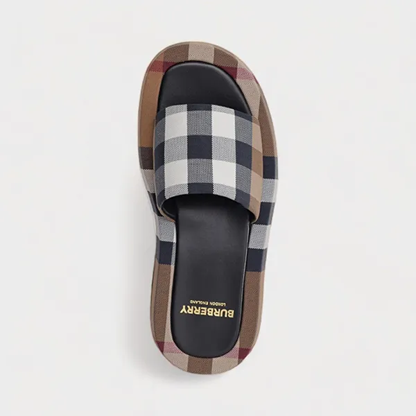 Dép Nữ Burberry Check Cotton Buckingham Slides Màu Nâu Size 37 - Dép - Vua Hàng Hiệu