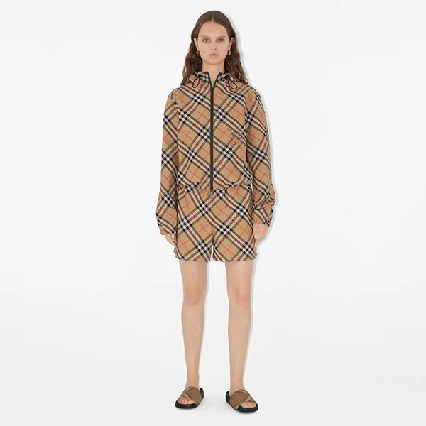 Dép Nữ Burberry Check Dive Slides Sand 81021391 Màu Be/Đen Size 36 - Dép - Vua Hàng Hiệu