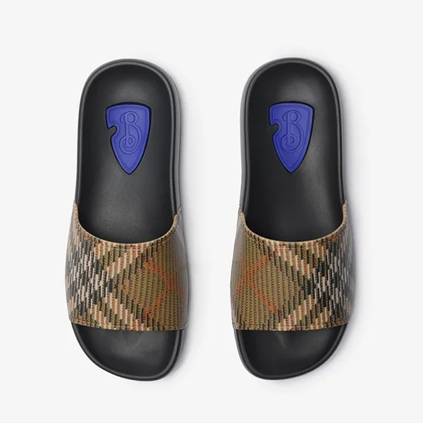 Dép Nữ Burberry Check Dive Slides Sand 81021391 Màu Be/Đen Size 36 - Dép - Vua Hàng Hiệu