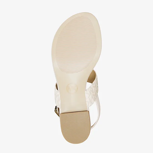 Dép Nữ Michael Kors MK Hannah Signature Logo T-Strap Sandal 49S5HNFS2B Vanilla Màu Trắng Size 7