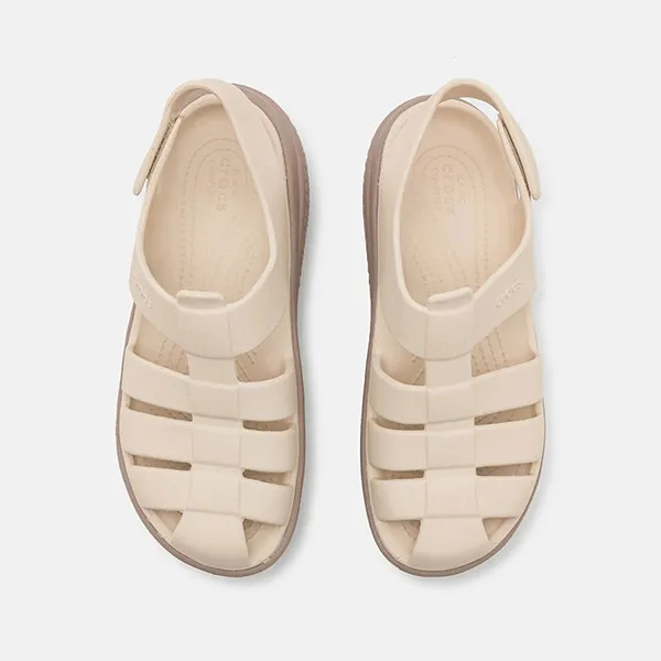 Giày Crocs Nữ Stomp Fisherman Woman Sandal - Cream Almond Tint, Lightweight Flexible 360-Degree Comfort Màu Kem Size 36 - Dép - Vua Hàng Hiệu