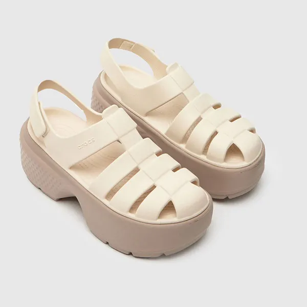 Giày Crocs Nữ Stomp Fisherman Woman Sandal - Cream Almond Tint, Lightweight Flexible 360-Degree Comfort Màu Kem Size 36 - Dép - Vua Hàng Hiệu
