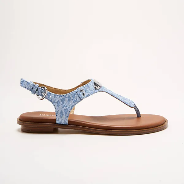 Dép Sandal Nữ Michael Kors MK Plate T-Strap Thong Denim Women's Màu Xanh Nâu Size 5.5 - Dép - Vua Hàng Hiệu