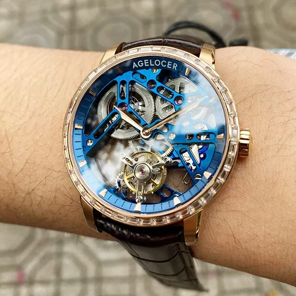 Đồng Hồ Nam Agelocer Bosch-Tourbillon 9004F2 Màu Xanh Nâu