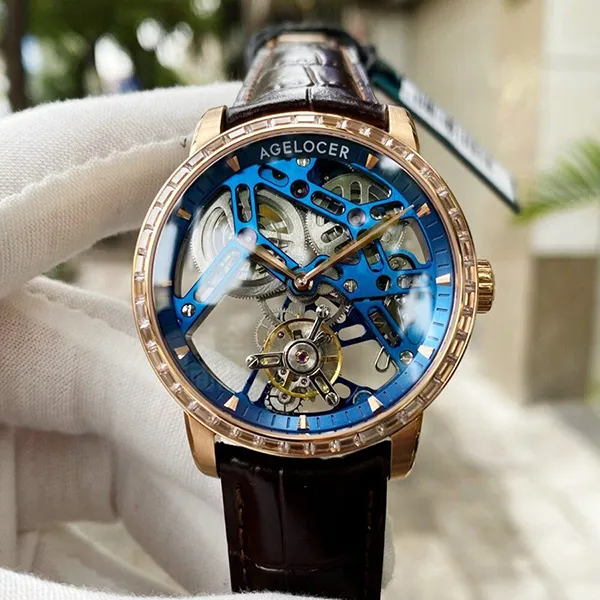 Đồng Hồ Nam Agelocer Bosch-Tourbillon 9004F2 Màu Xanh Nâu