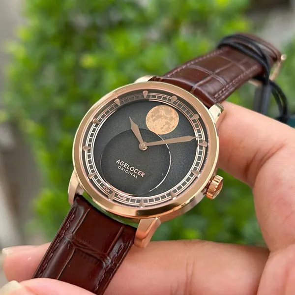 Đồng Hồ Nam Agelocer Moon Phase 6412D2 Màu Nâu
