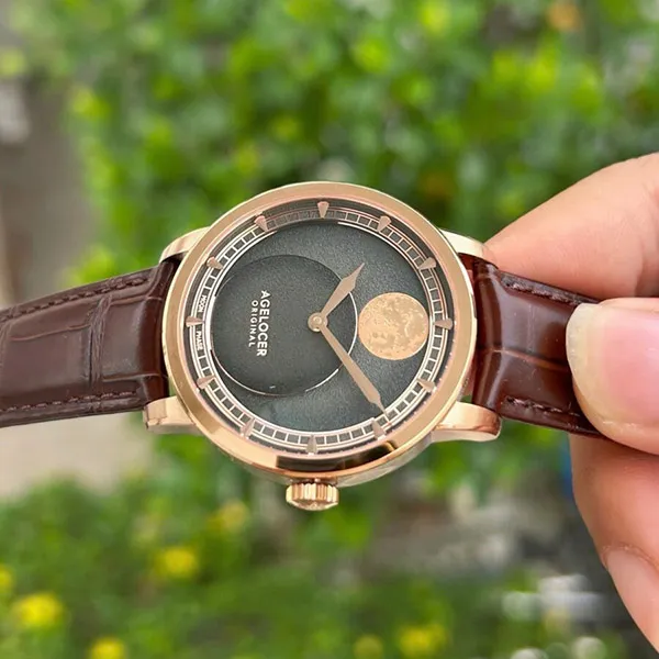 Đồng Hồ Nam Agelocer Moon Phase 6412D2 Màu Nâu