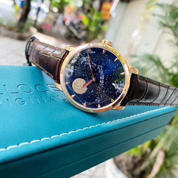Đồng Hồ Nam Agelocer Moon Phases 6404D2 Màu Xanh Phối Vàng Hồng - Đồng hồ - Vua Hàng Hiệu