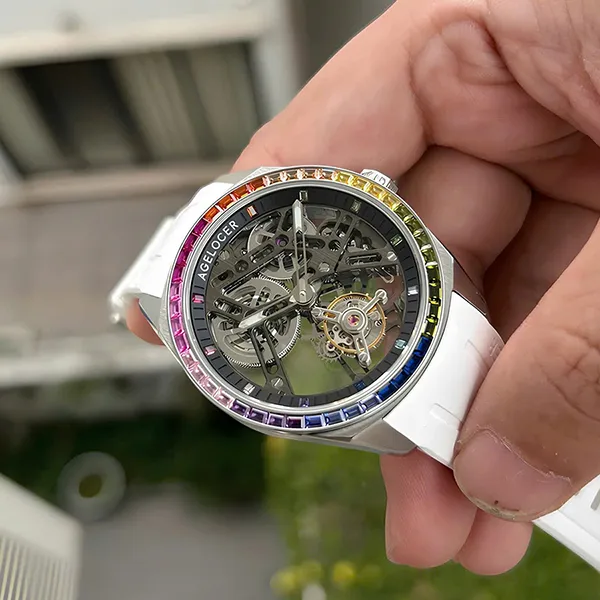 Đồng Hồ Nam Agelocer Tourbillon 9101K4 Màu Trắng Xám - Đồng hồ - Vua Hàng Hiệu