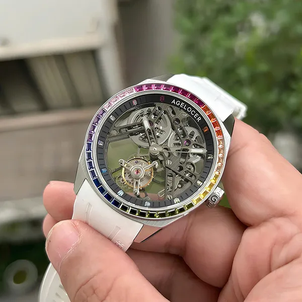 Đồng Hồ Nam Agelocer Tourbillon 9101K4 Màu Trắng Xám - Đồng hồ - Vua Hàng Hiệu