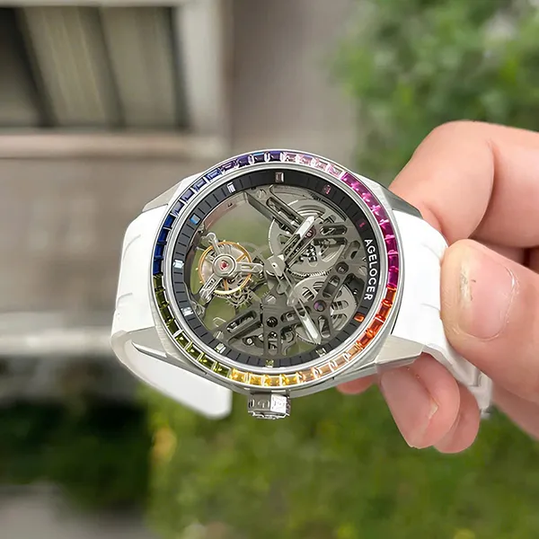 Đồng Hồ Nam Agelocer Tourbillon 9101K4 Màu Trắng Xám - Đồng hồ - Vua Hàng Hiệu