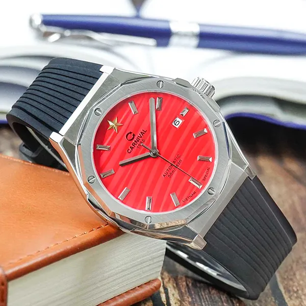 Đồng Hồ Nam Carnival 8168G-VT-DCS-VN Watch Màu Đỏ - Bạc - Đồng hồ - Vua Hàng Hiệu