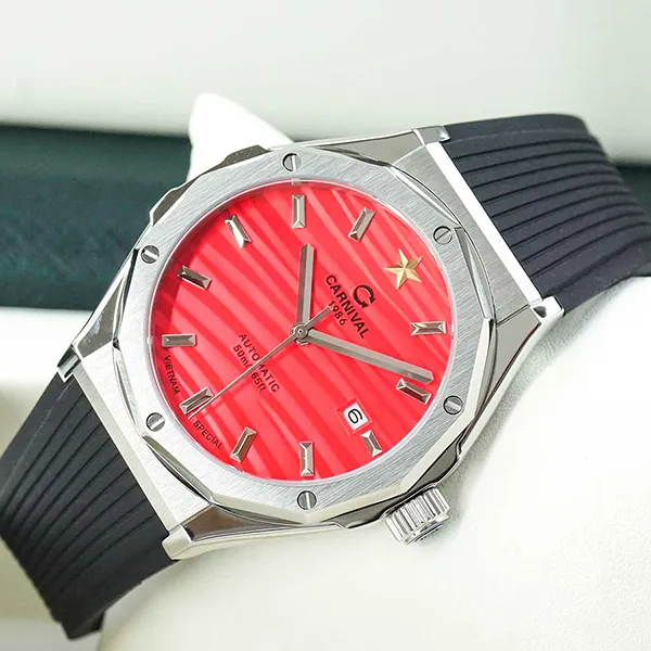 Đồng Hồ Nam Carnival 8168G-VT-DCS-VN Watch Màu Đỏ - Bạc - Đồng hồ - Vua Hàng Hiệu