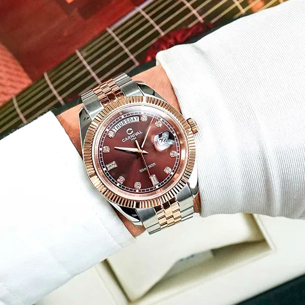 Đồng Hồ Nam Carnival Quartz Watch 8190G-CH-N Màu Demi Mặt Nâu