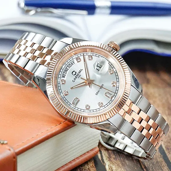 Đồng Hồ Nam Carnival Quartz Watch 8190G-CH-T Màu Demi (Vàng Hồng/Bạc)
