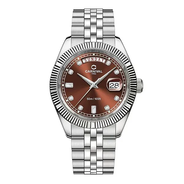 Đồng Hồ Nam Carnival Quartz Watch 8190G-VT-N Màu Bạc/Nâu
