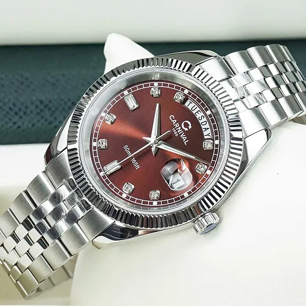Đồng Hồ Nam Carnival Quartz Watch 8190G-VT-N Màu Bạc/Nâu