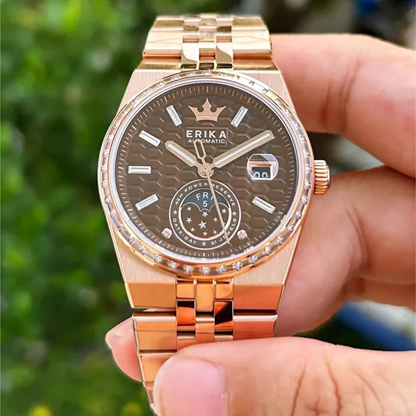 Đồng Hồ Nam Erika LAND-DWELLER 40 – EB Màu Nâu - Vàng Hồng