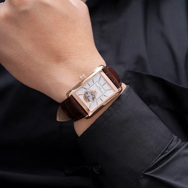 Đồng Hồ Nam Frederique Constant Classics Carree Heart Beat Automatic FC-311S4C4 Màu Nâu - Đồng hồ - Vua Hàng Hiệu