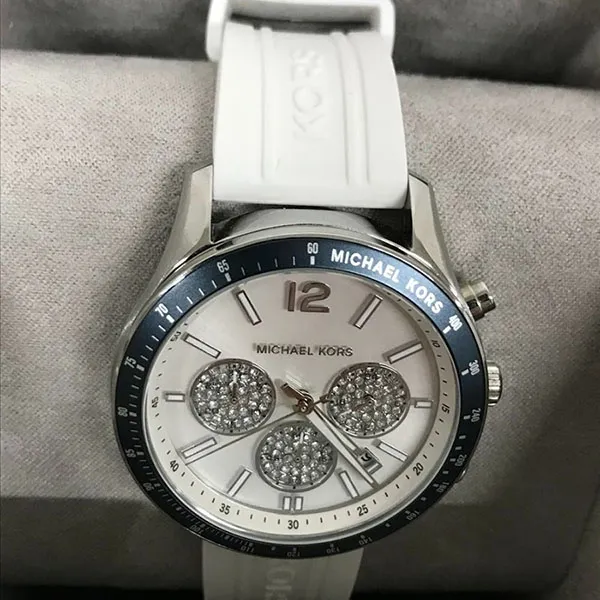 Đồng Hồ Nữ Michael Kors MK Chronograph White Silicone Watch MKO1040 Màu Xanh Trắng - Đồng hồ - Vua Hàng Hiệu