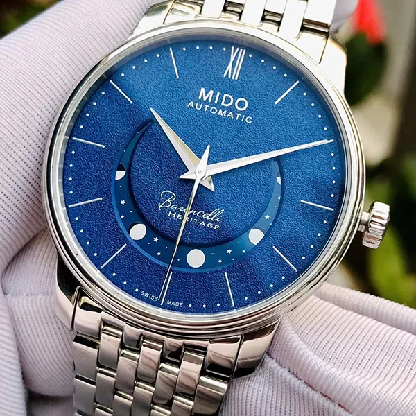 Đồng Hồ Nam Mido Baroncelli Smiling Moon GenT M027.407.11.040.00 Màu Bạc Xanh