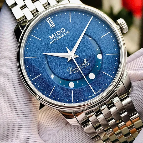 Đồng Hồ Nam Mido Baroncelli Smiling Moon GenT M027.407.11.040.00 Màu Bạc Xanh